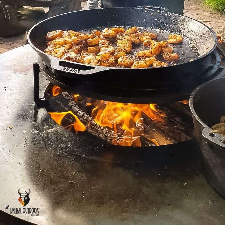 Valhal Outdoor Platte Skillet – Gietijzeren Plancha voor Binnen & Buiten