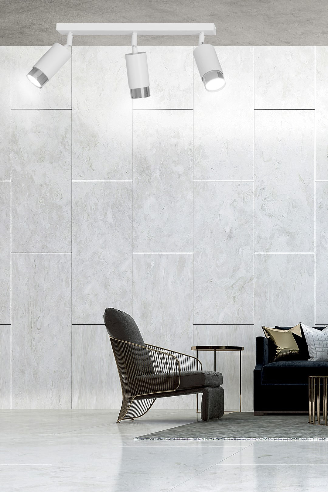 HIRO 3-WH CHROME – Strakke, richtbare spotlight in wit-chroom voor doelgerichte verlichting