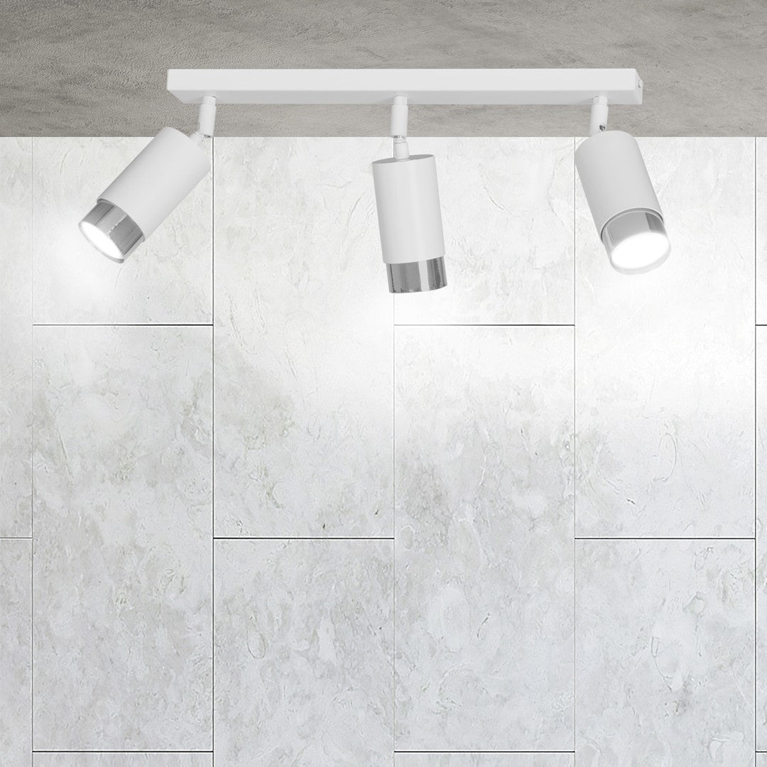 HIRO 3-WH CHROME – Strakke, richtbare spotlight in wit-chroom voor doelgerichte verlichting