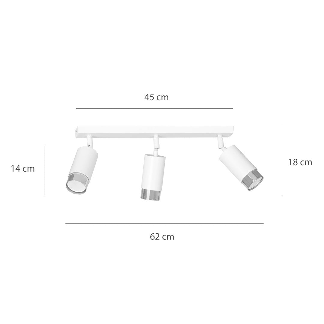 HIRO 3-WH CHROME – Strakke, richtbare spotlight in wit-chroom voor doelgerichte verlichting
