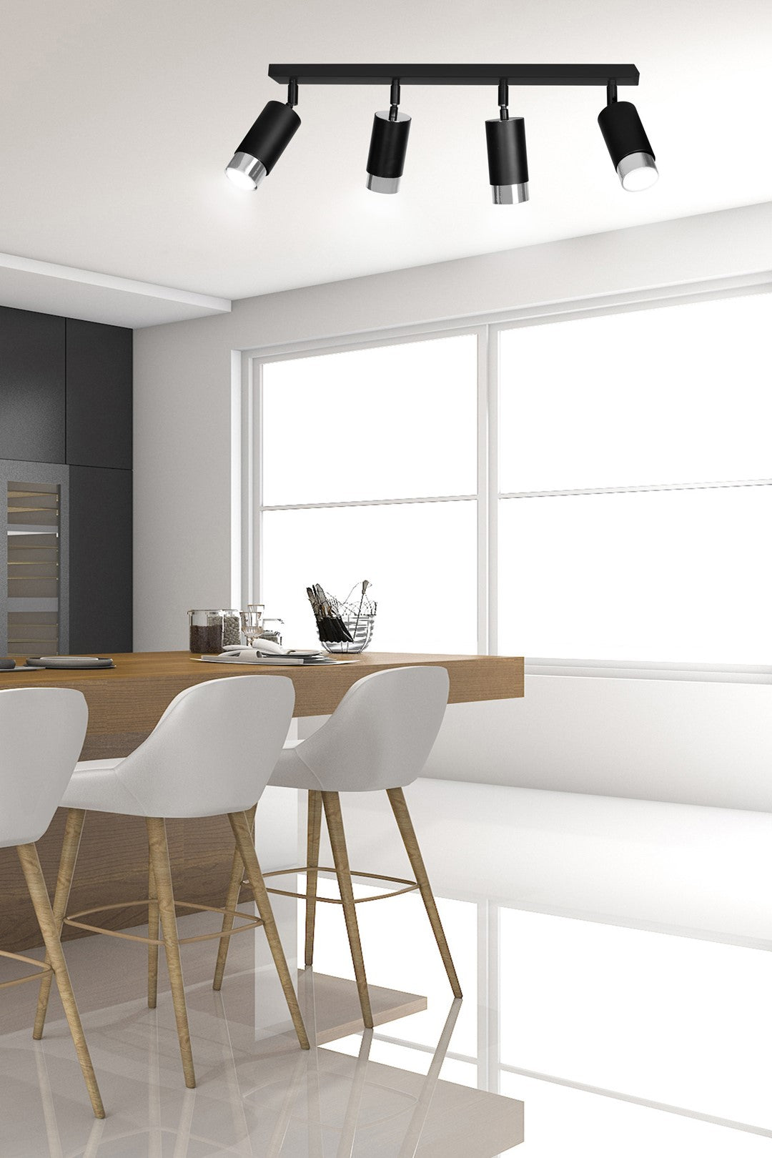 HIRO 4-BL-CHROME Spotlamp – Verstelbare 4-lichts spot met moderne chromen accenten
