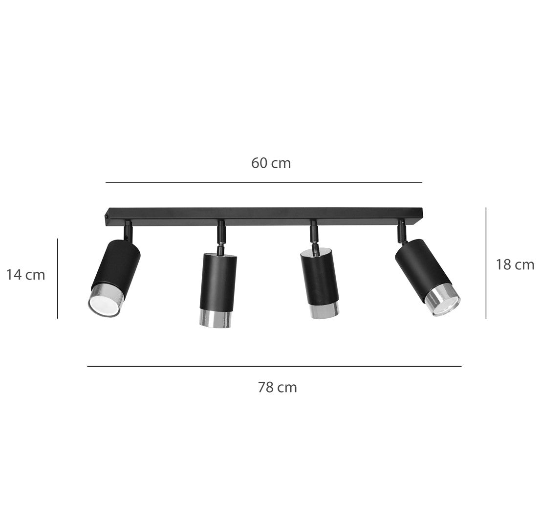 HIRO 4-BL-CHROME Spotlamp – Verstelbare 4-lichts spot met moderne chromen accenten