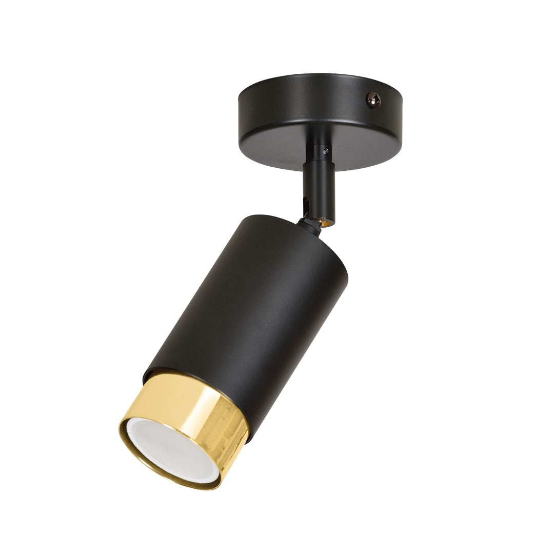 HIRO 1 BL GOLD – Elegante richtspot in matzwart met gouden accenten