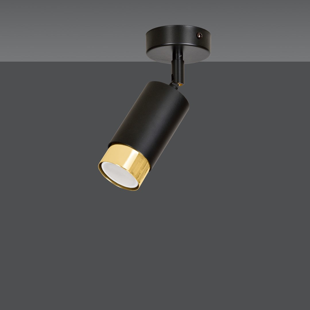 HIRO 1 BL GOLD – Elegante richtspot in matzwart met gouden accenten
