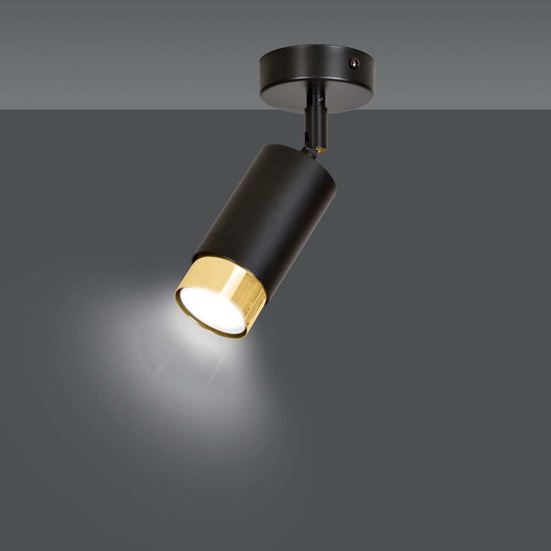 HIRO 1 BL GOLD – Elegante richtspot in matzwart met gouden accenten