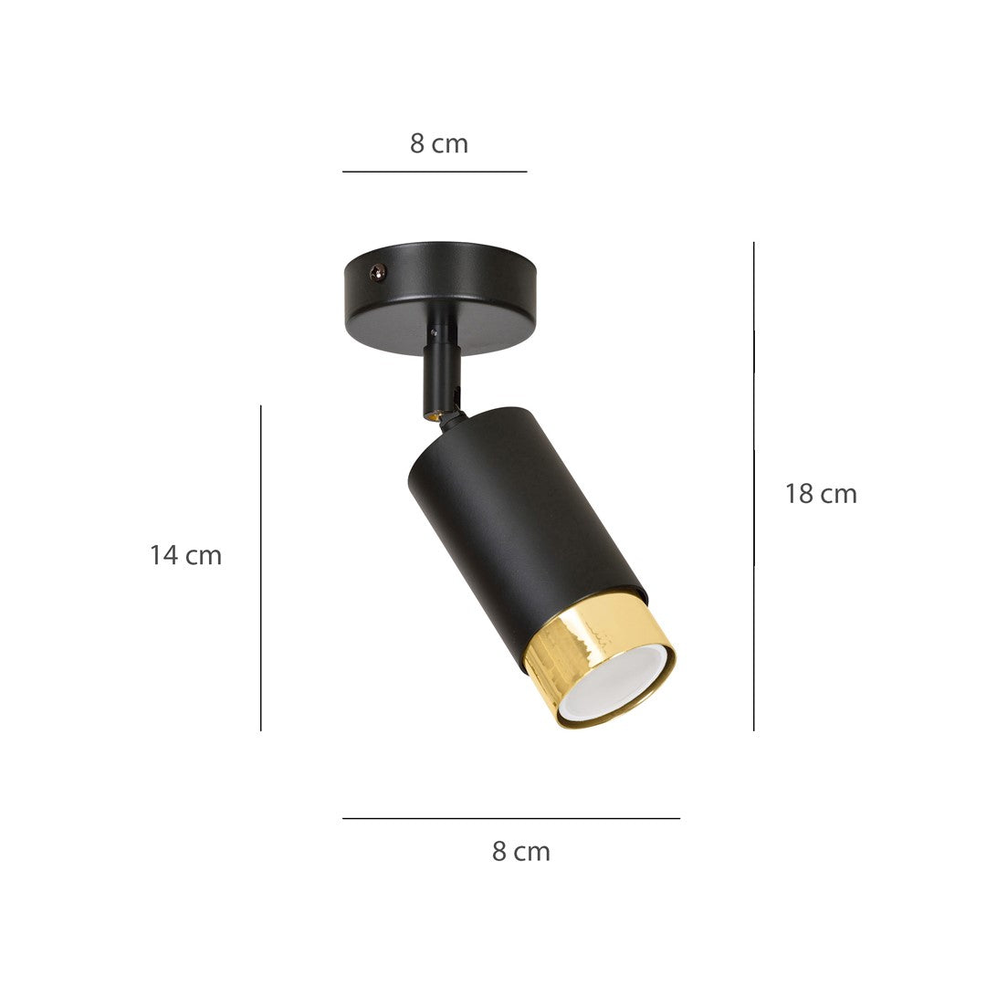 HIRO 1 BL GOLD – Elegante richtspot in matzwart met gouden accenten