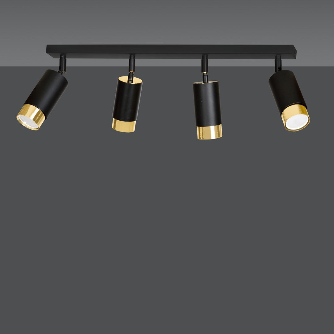 HIRO 4-BL-GOLD Spotlamp – Richtbare 4-lichts spot voor stijlvolle en functionele accenten