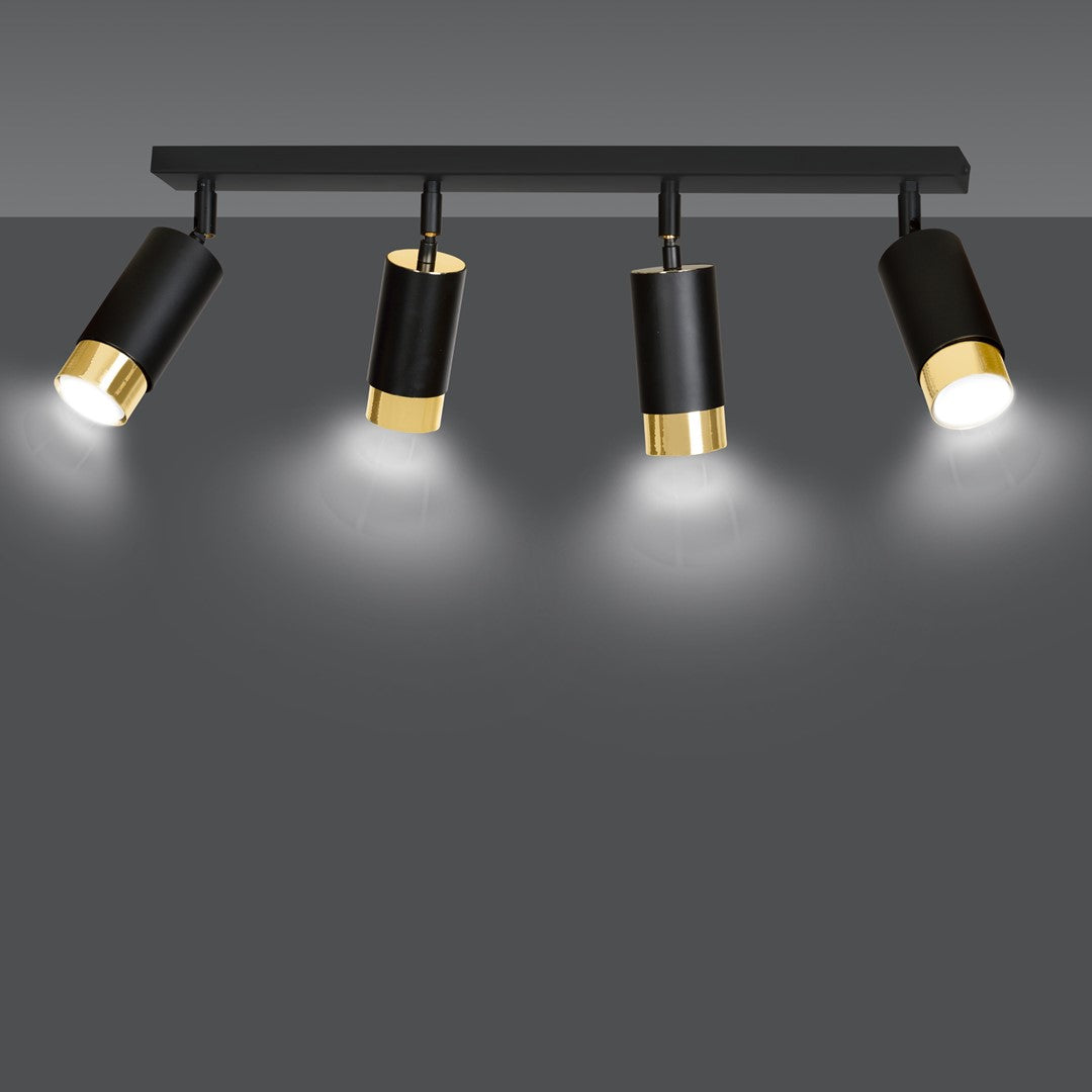 HIRO 4-BL-GOLD Spotlamp – Richtbare 4-lichts spot voor stijlvolle en functionele accenten