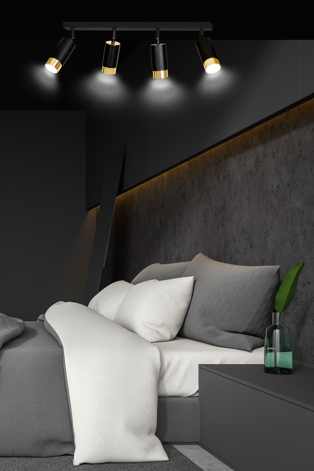 HIRO 4-BL-GOLD Spotlamp – Richtbare 4-lichts spot voor stijlvolle en functionele accenten