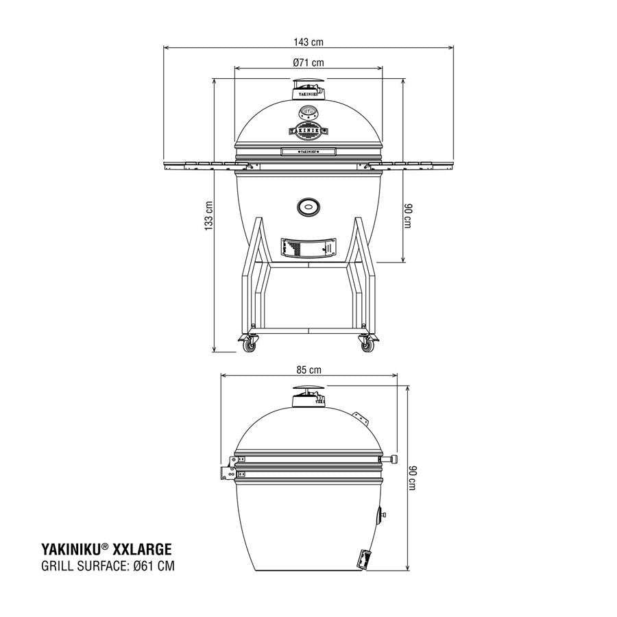 YAKINIKU Kamado 24" XXLARGE – Compleet Pro Grillpakket met Onderstel, Zijtafels en Hoes