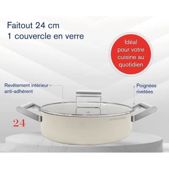 ARTHUR MARTIN AM6523 Gesmede Braadpan – 24 cm met deksel, geschikt voor alle warmtebronnen inclusief inductie en oven