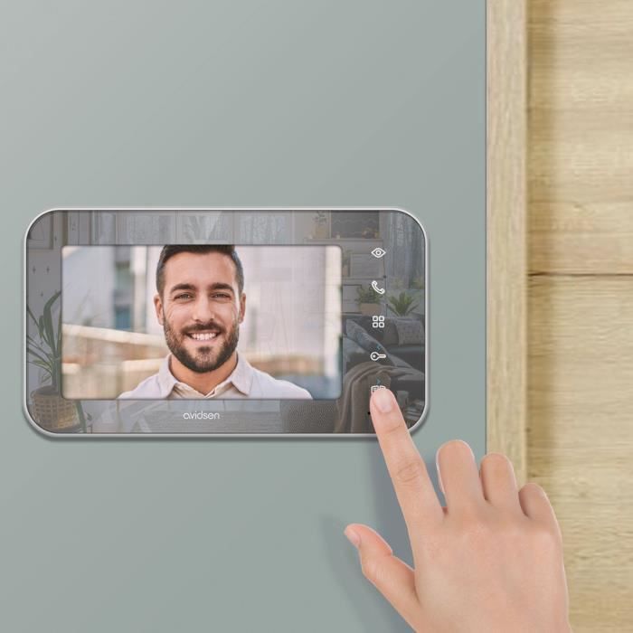 AVIDSEN Videodeurbel 7” – Spiegeleffect & Poortopening – Bedrade veiligheid in stijl