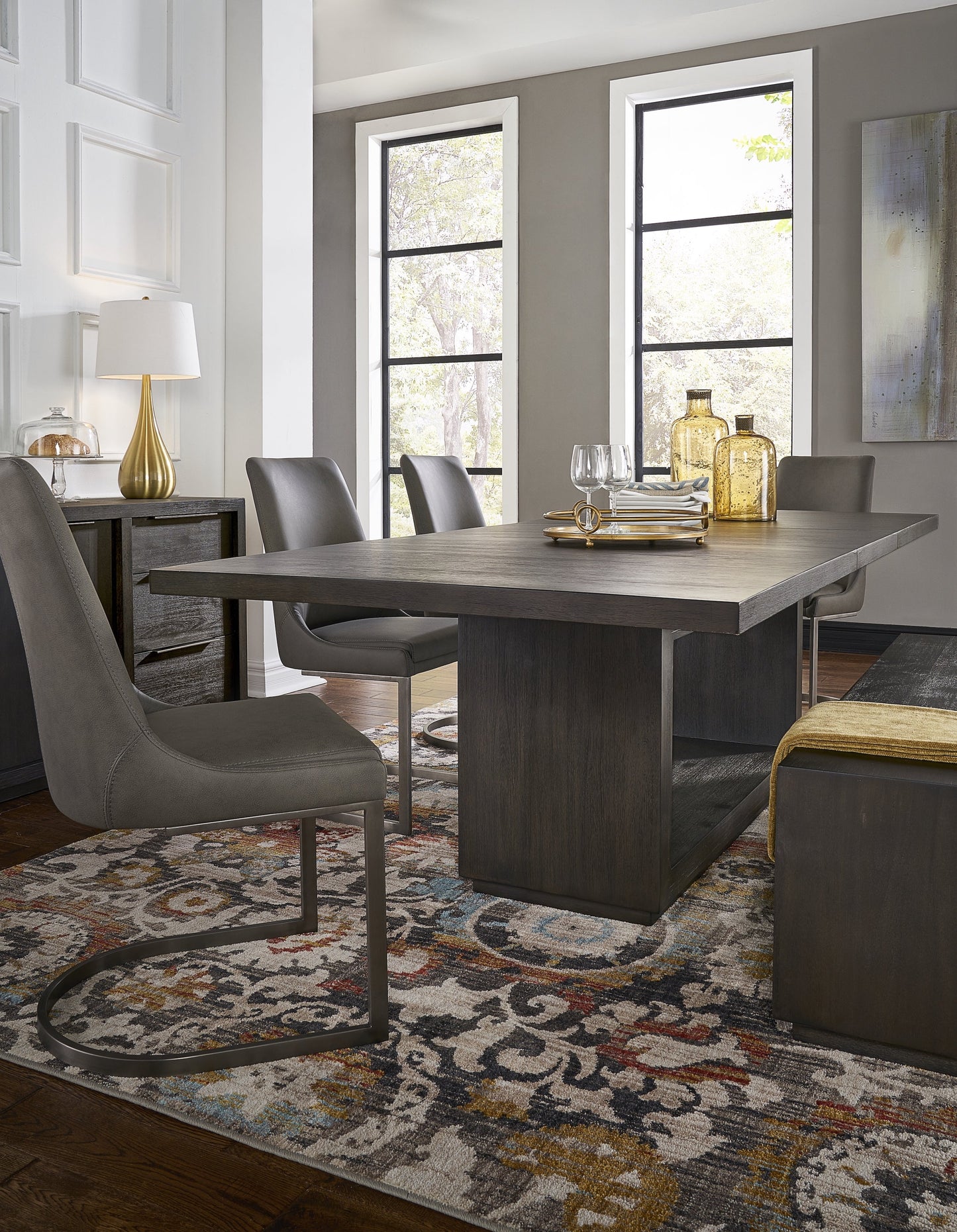 OXFORD SIDEBOARD IN BASALT GREY Krachtig Statement – Strak Dressoir in Massief Acacia met Moderne Details