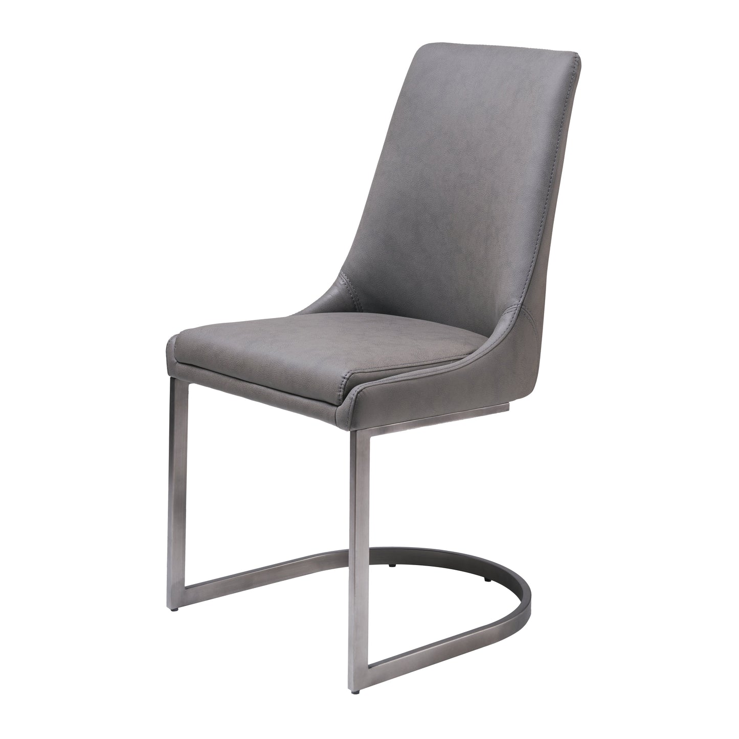 OXFORD DINING CHAIR IN BASALT GREY (SET OF 2) Krachtige Elegantie – Eetkamerstoelen met Nikkelaccent en Zwevende Sokkel