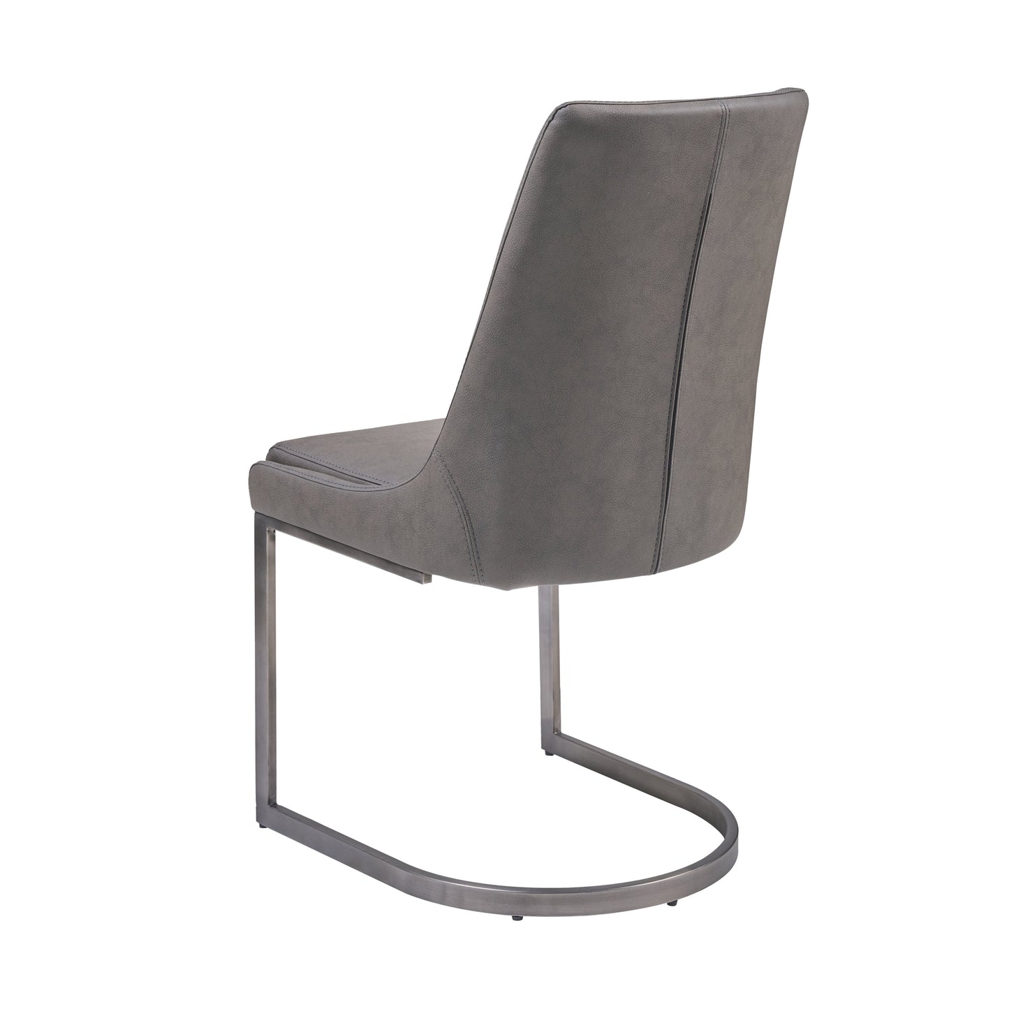 OXFORD DINING CHAIR IN BASALT GREY (SET OF 2) Krachtige Elegantie – Eetkamerstoelen met Nikkelaccent en Zwevende Sokkel