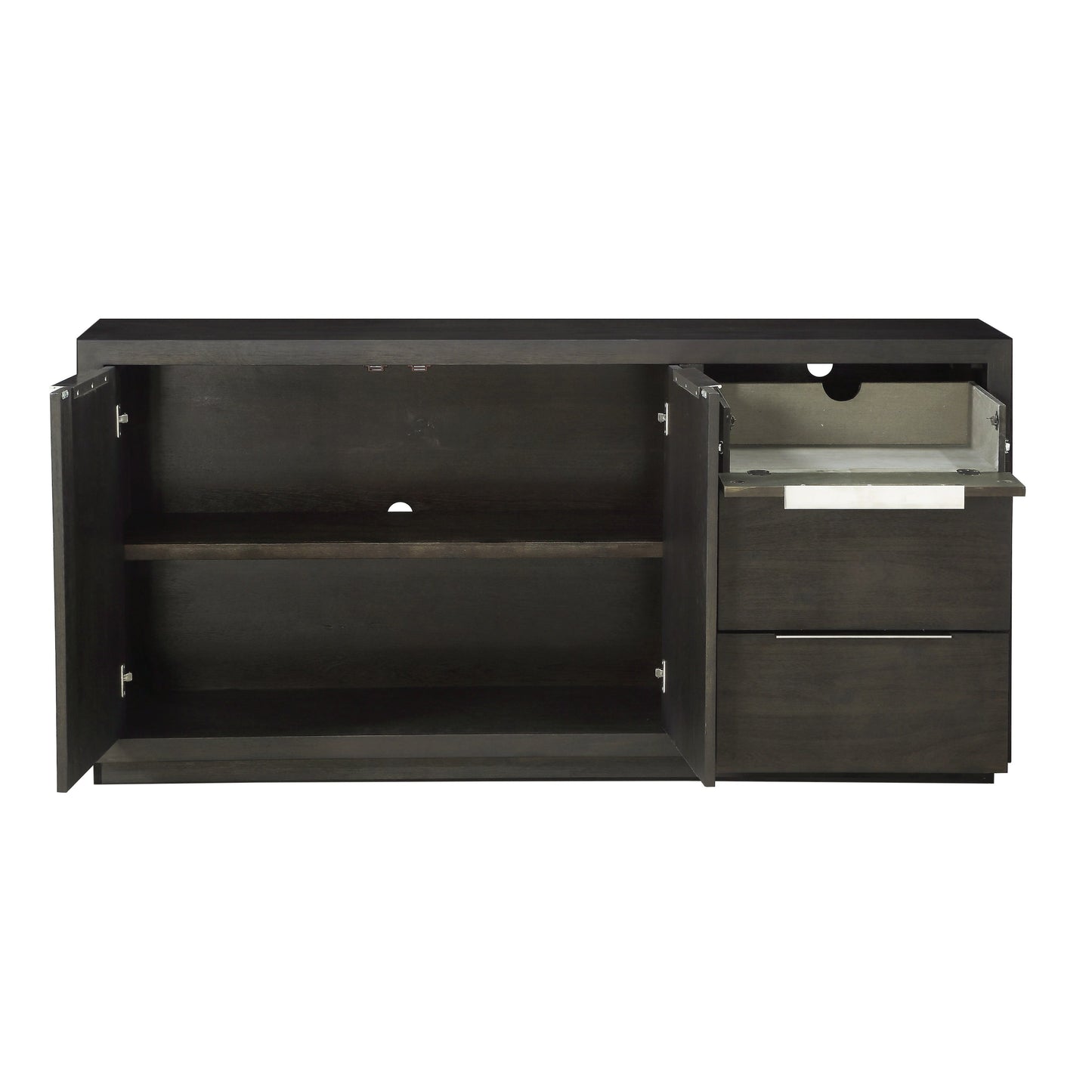 OXFORD SIDEBOARD IN BASALT GREY Krachtig Statement – Strak Dressoir in Massief Acacia met Moderne Details