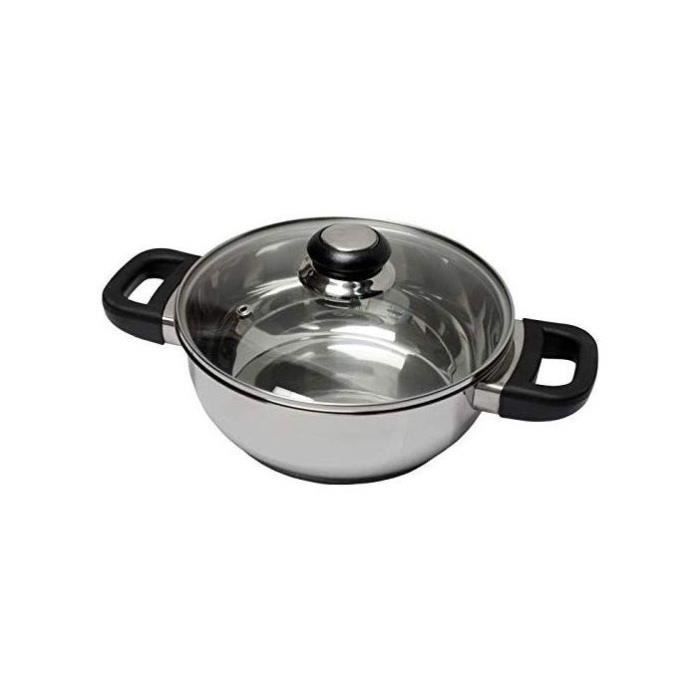 BAUMALU 331974 Braadpan 24 cm – Robuust roestvrij staal met bakeliet deksel saffierglas