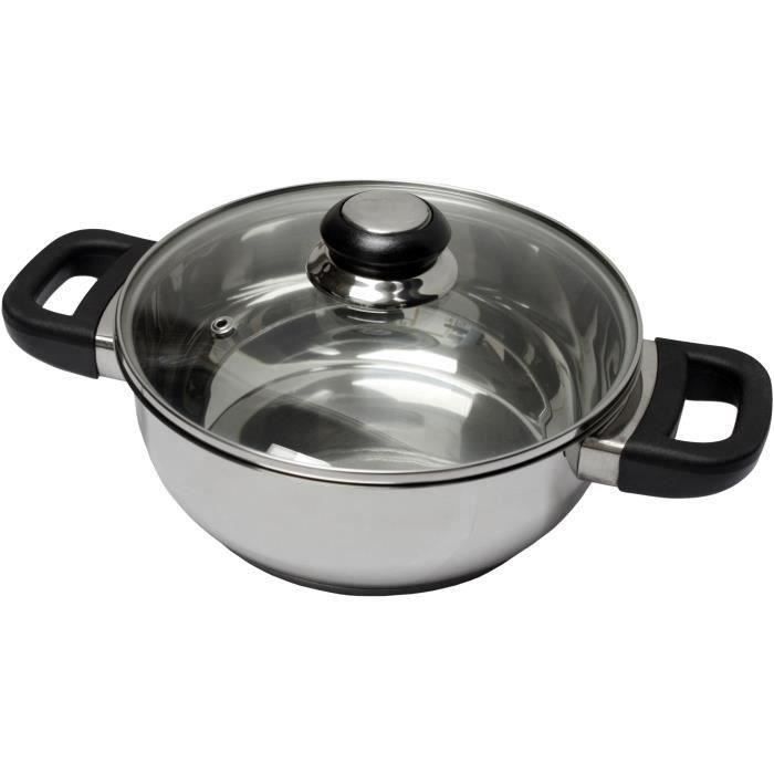 BAUMALU 331974 Braadpan 24 cm – Robuust roestvrij staal met bakeliet deksel saffierglas
