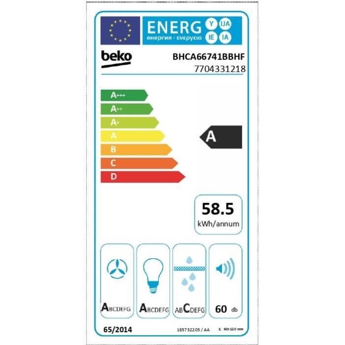 BEKO BHCA66741BBHF Wandkap – Krachtige Ventilatie in Strak Zwart Design