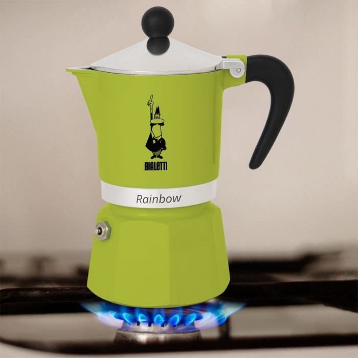 Bialetti Rainbow – Italiaans Koffiezetapparaat in Levendig Groen – 6 Kopjes