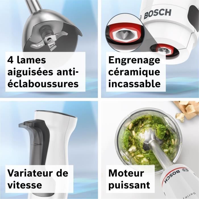 BOSCH MSM4W221 Blender – Veelzijdig 7-in-1 keukenhulpmiddel met 600 W en keramisch tandwiel