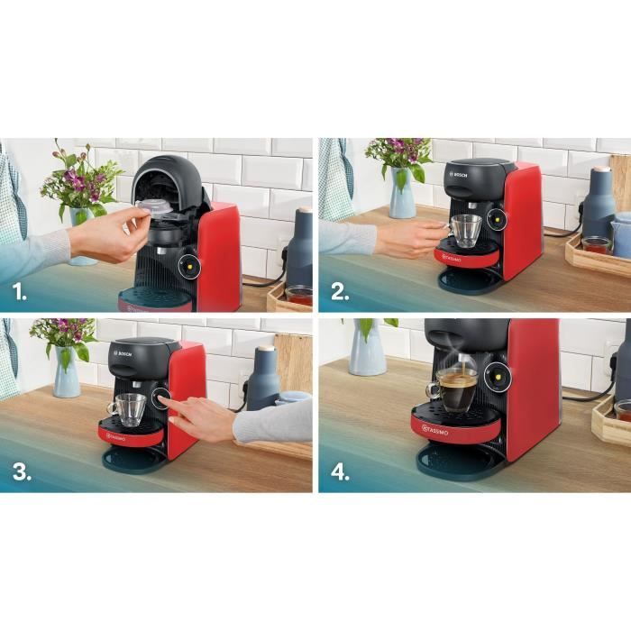 BOSCH TASSIMO TAS163E T16 Finesse – Compacte koffiemachine voor veelzijdige dranken in stijlvol rood