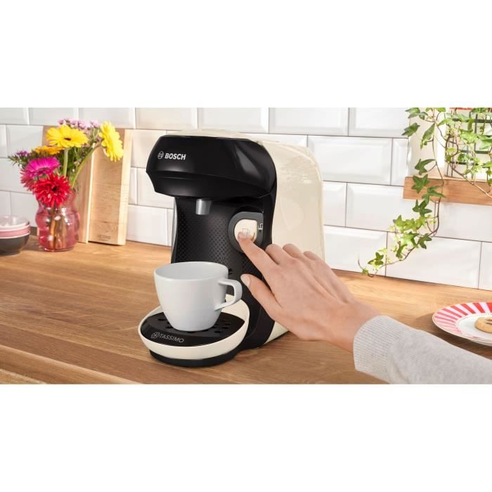 BOSCH TASSIMO T10 Happy Vanille – Compacte multidrank-koffiemachine in naturel vanille, 1400 W