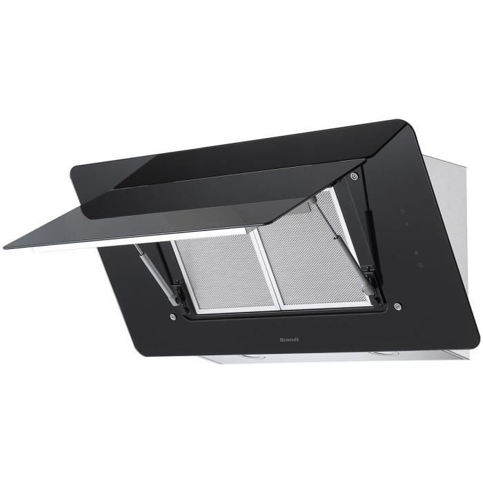BRANDT BHV1974IB Verticale Wandkap – Brede 90 cm Afzuigkap met Stijlvolle Schuine Vorm