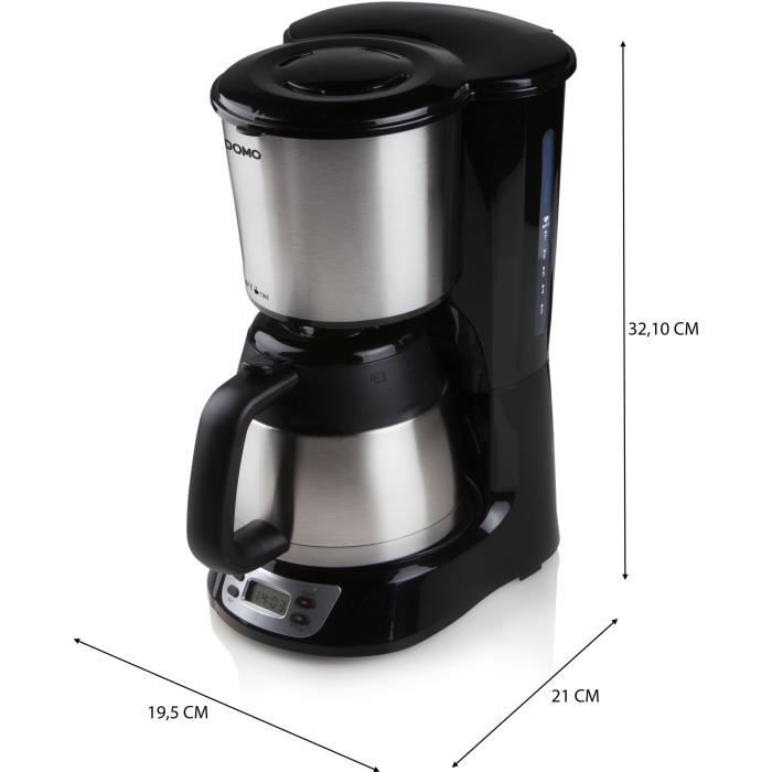 DOMO DO709K Filterkoffiezetapparaat – 1000W, 1L Capaciteit, 8 Kopjes met LCD-scherm en 24-uurs Timer