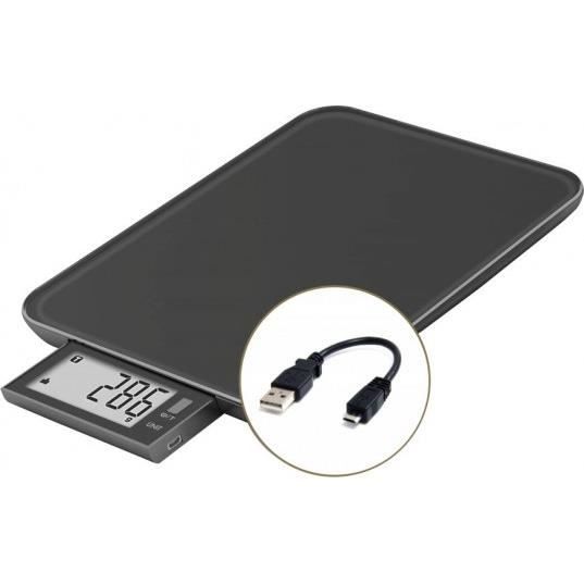 SLIDE 10 – Strakke zwarte precisieweegschaal met USB en repareerbare constructie