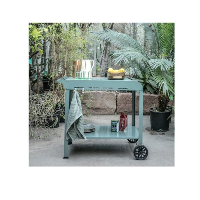 LIVOO Plancha Trolley – Robuuste Buitenkeukenoplossing in Groen/Zwart