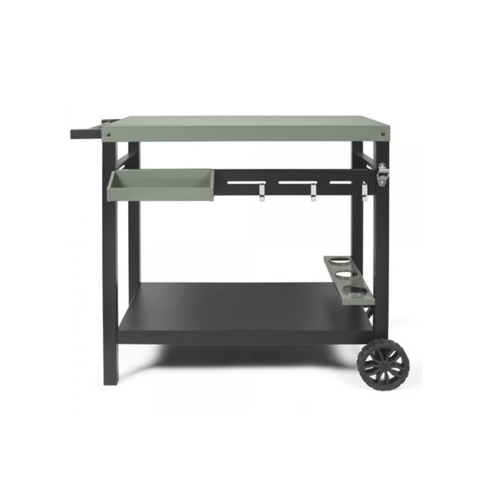 LIVOO Plancha Trolley – Mobiele Buitenkeuken in Groen/Zwart