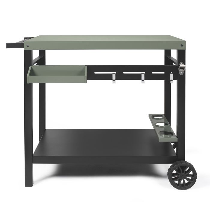 LIVOO Plancha Trolley – Mobiele Buitenkeuken in Groen/Zwart
