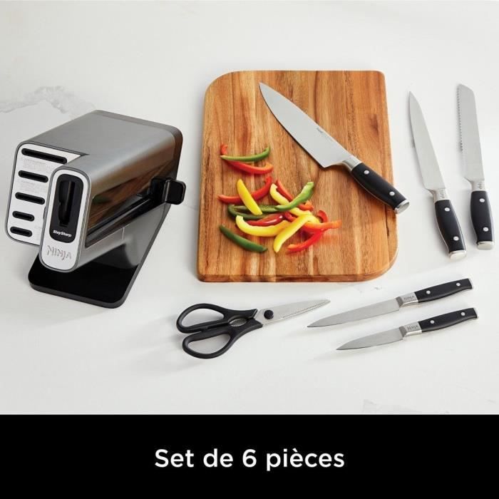 NINJA Foodi StaySharp K32006EU – 6-Delige Messenset met Geïntegreerde Slijper