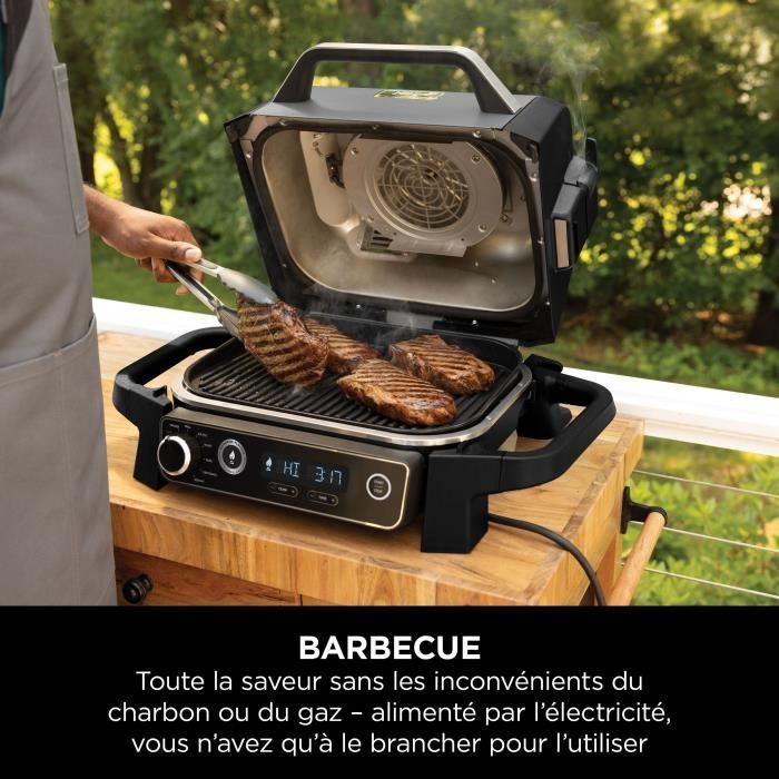 NINJA OG701EU Elektrische Barbecue & Rookoven – 3-in-1 Grill, Roker en Airfryer met Antiaanbaklaag