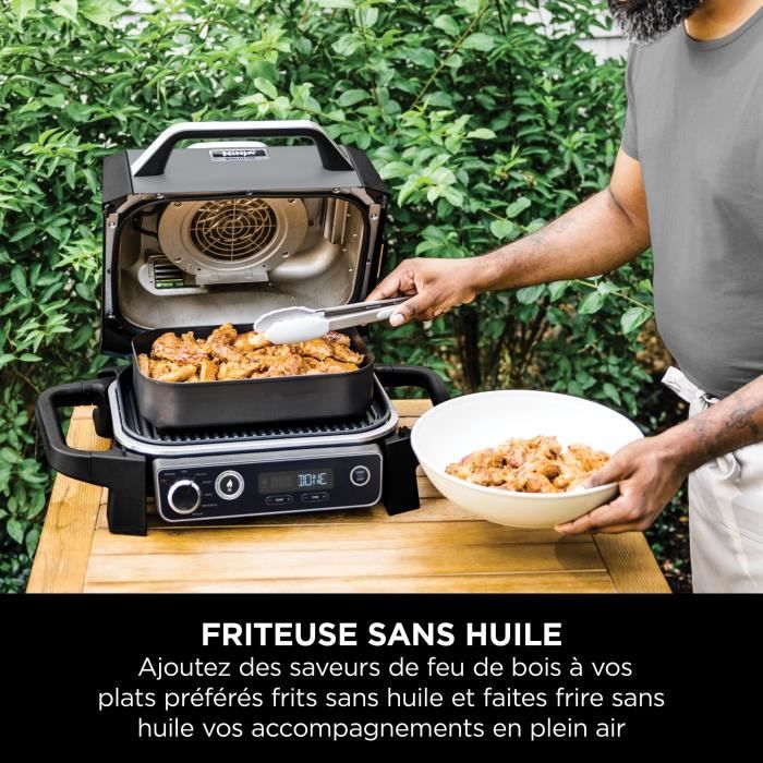 NINJA OG701EU Elektrische Barbecue & Rookoven – 3-in-1 Grill, Roker en Airfryer met Antiaanbaklaag