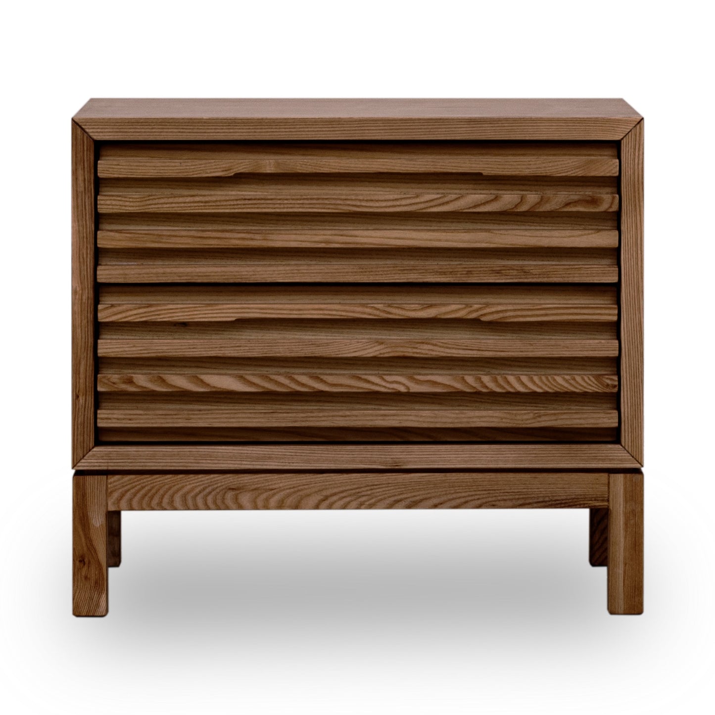 TANNER TWO DRAWER ASH WOOD NIGHTSTAND Roux – Warme Japandi-Charme voor de Slaapkamer