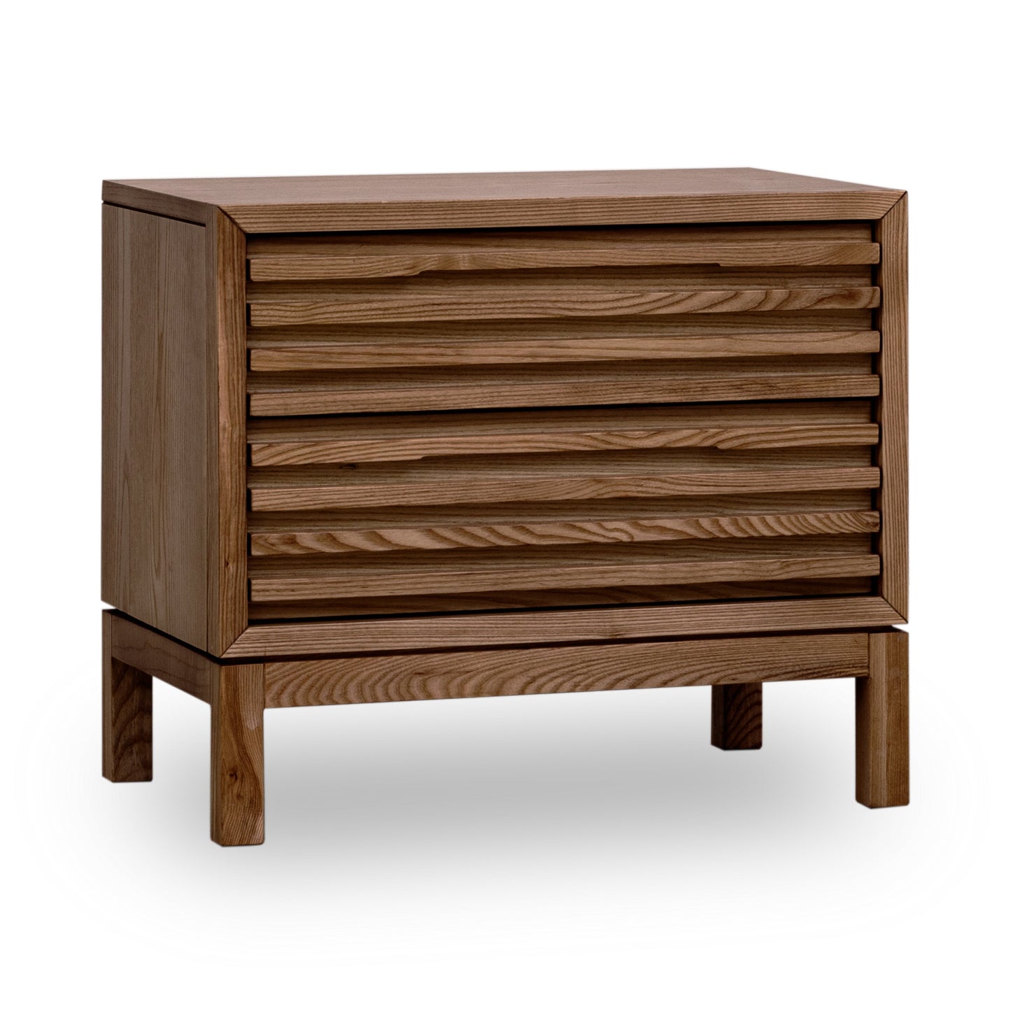 TANNER TWO DRAWER ASH WOOD NIGHTSTAND Roux – Warme Japandi-Charme voor de Slaapkamer