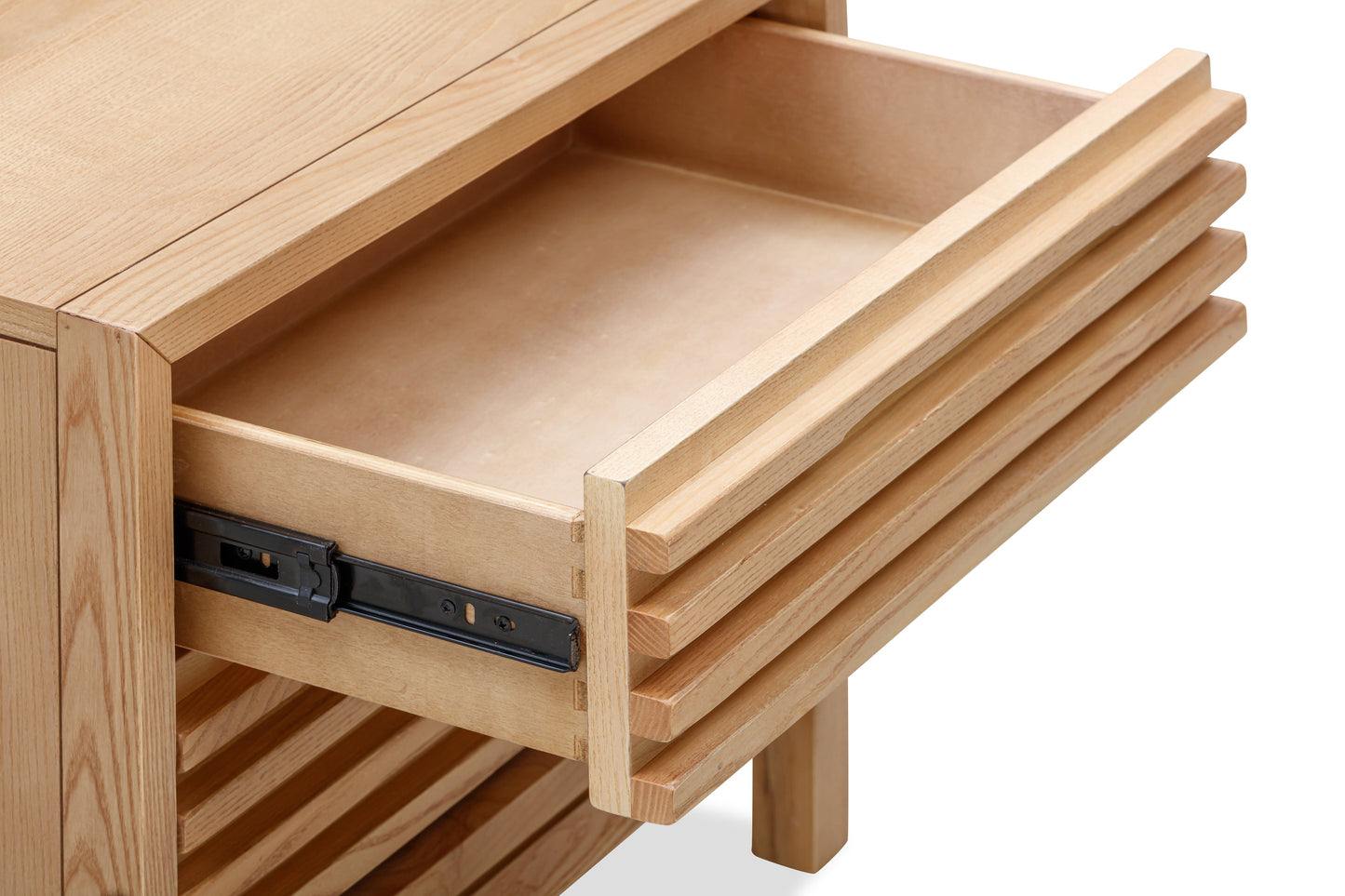 TANNER TWO DRAWER ASH WOOD NIGHTSTAND IN FLAXEN Scandinavisch-Japanse Elegantie – Tijdloos Nachtkastje in Essenhout