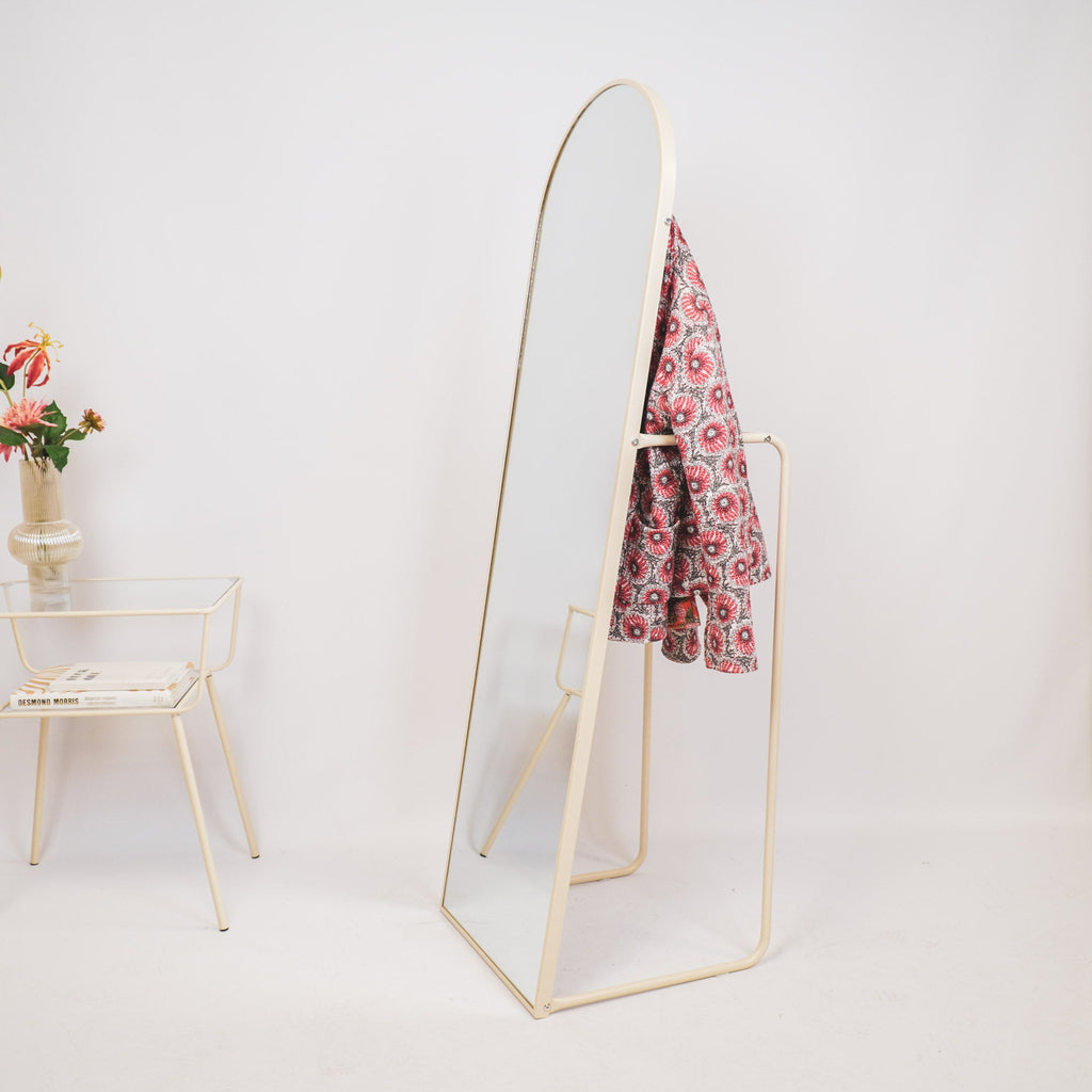 Mirror - Fitting Mirror + Clothes Rack - Metal - Sand - 45x43x150cm