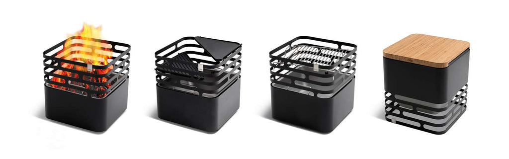 HÖFATS Cube Vuurkorf met Grillrooster – Stijlvolle Alleskunner voor Buiten