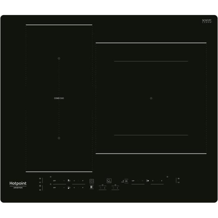 HOTPOINT HB2760BNE Inductiekookplaat – 3 Zones met 7200W Vermogen in Stijlvol Zwart (59 cm)