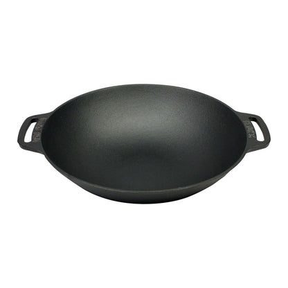 Gietijzeren Wokpan 36 cm – Robuuste Pan voor Binnen & Buiten Koken