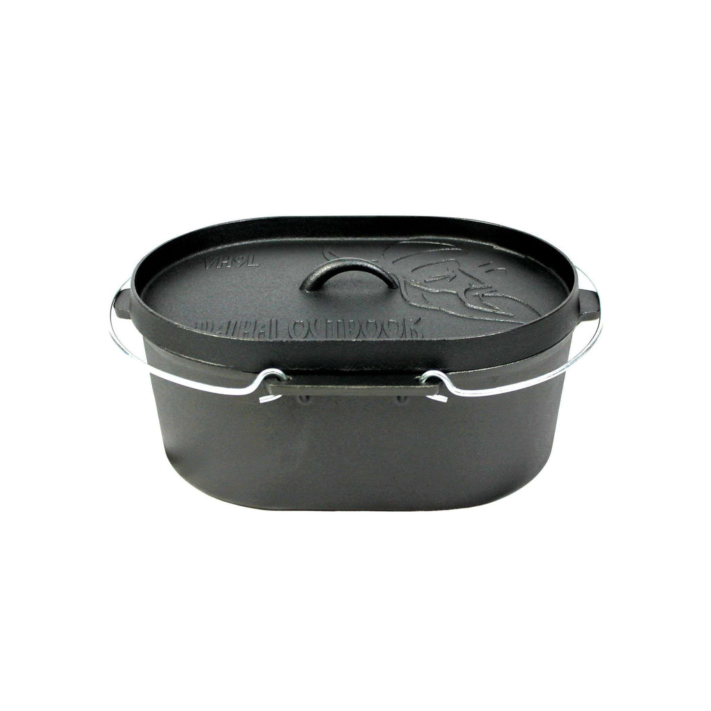 Valhal Outdoor Dutch Oven 9L Ovaal – Gietijzeren Alleskunner voor Elke Warmtebron