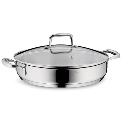 FLAVORIA Serveermultipan met Glazen Deksel – Elegante RVS allrounder met flexibele toepassingen