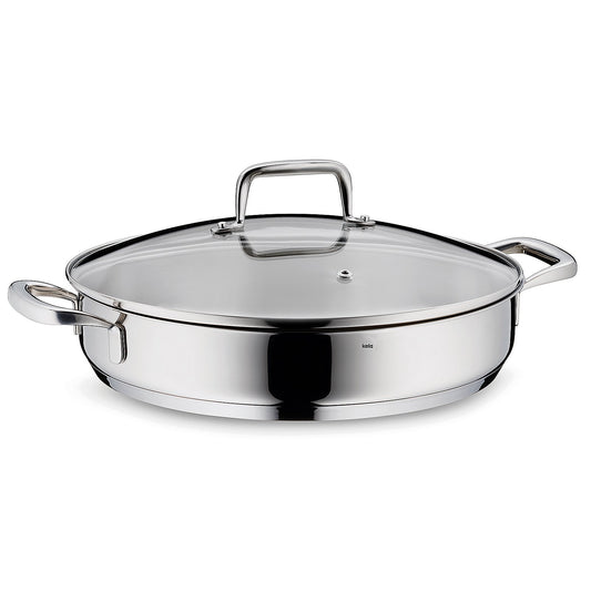 FLAVORIA Serveermultipan met Glazen Deksel – Elegante RVS allrounder met flexibele toepassingen