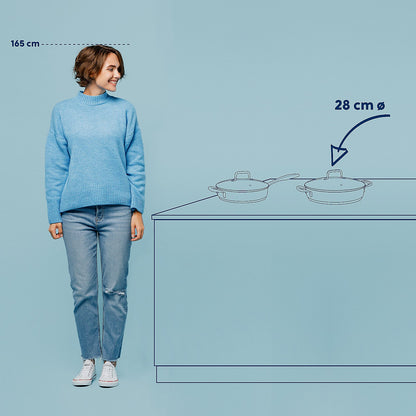 FLAVORIA Serveermultipan met Glazen Deksel – Elegante RVS allrounder met flexibele toepassingen