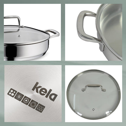 FLAVORIA Serveermultipan met Glazen Deksel – Elegante RVS allrounder met flexibele toepassingen