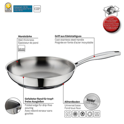 FLAVORIA koekenpan RVS 24 cm – Glanzende alleskunner met energiezuinige bodem