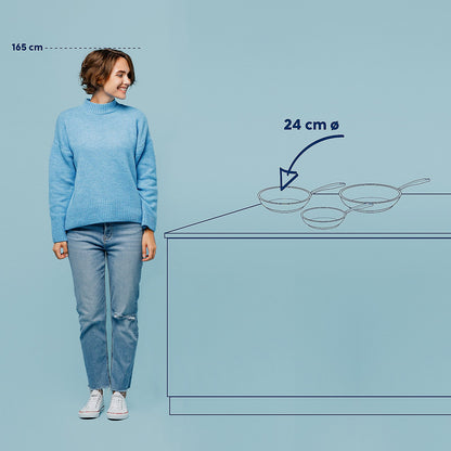 FLAVORIA koekenpan RVS 24 cm – Glanzende alleskunner met energiezuinige bodem